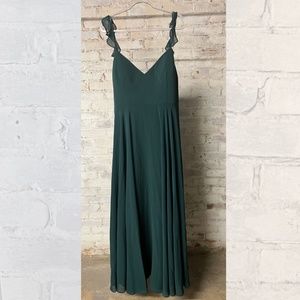 hunter green flowy strap sweetheart chiffon bridesmaid dress [size 22]